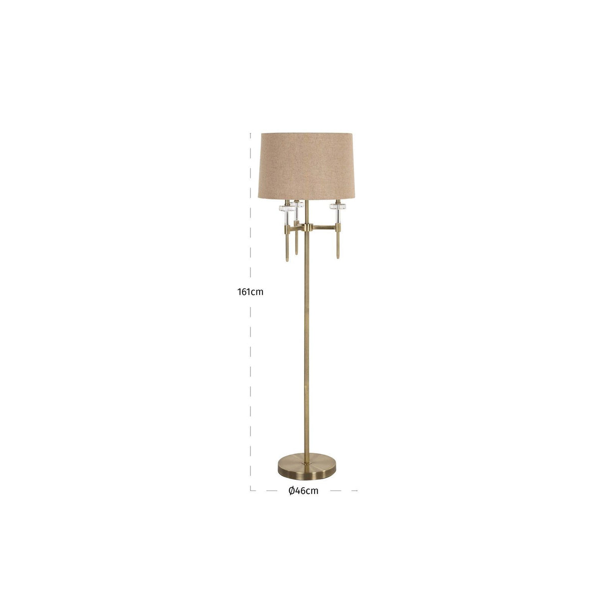 Stehlampe Josie in brushed gold aus Eisen und Kristall, 46x46x161 cm von Richmond Interiors – Produktbild 4