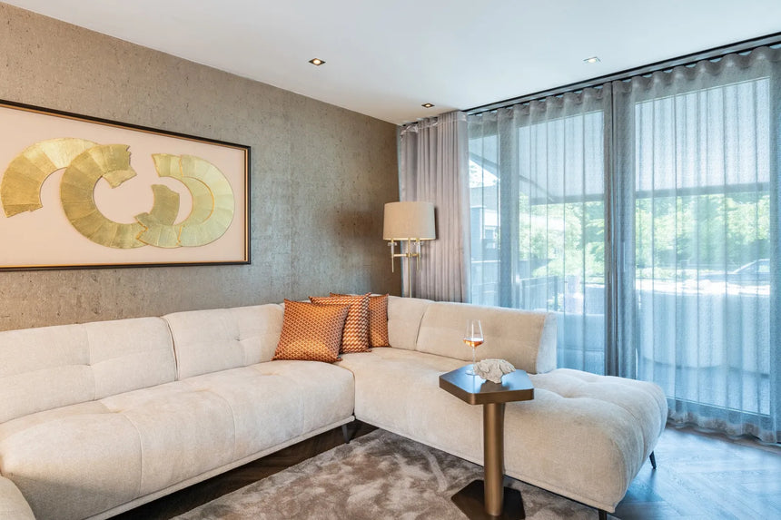 Stehlampe Josie in brushed gold aus Eisen und Kristall, 46x46x161 cm von Richmond Interiors – Produktbild 5