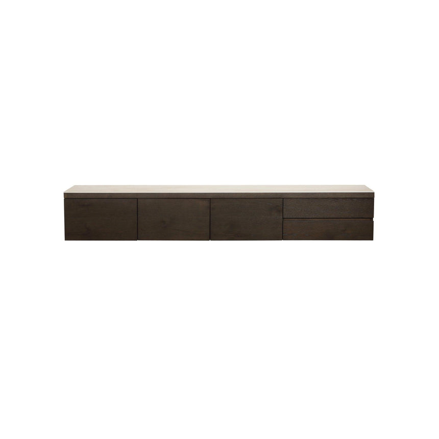 TV-Schrank Lachance aus Eichenfurnier in braun, 220x30x35 cm von Richmond Interiors – Produktbild 2