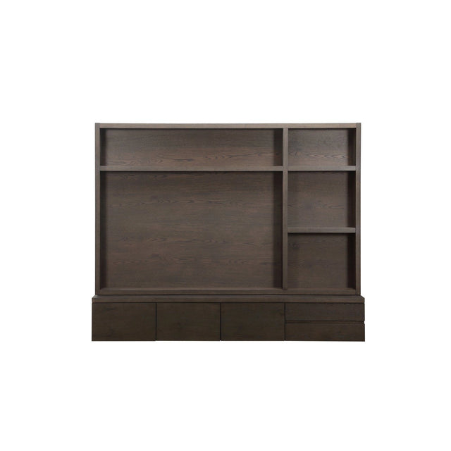 TV-Schrank Lachance mit 3-Türen und 2-Schubladen aus Eichenfurnier in dunkelbraun, 220x30x176 cm von Richmond Interiors – Produktbild 2