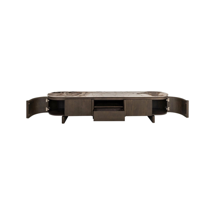 TV-Schrank Langford in braun mit Keramikplatte, 220x45 cm  von Richmond Interiors – Produktbild 7