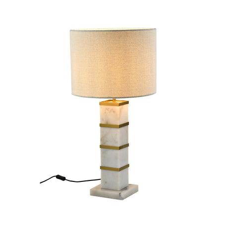 Tischlampe Celinae in weiß aus Marmor mit Lampenschirm, 40x40x79,5 cm von Richmond Interiors – Produktbild 1