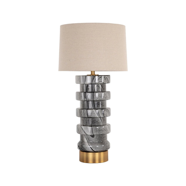 Tischlampe Jaylee in schwarz/weiß aus Eisen und Glas, 43x43x84 cm von Richmond Interiors – Produktbild 1