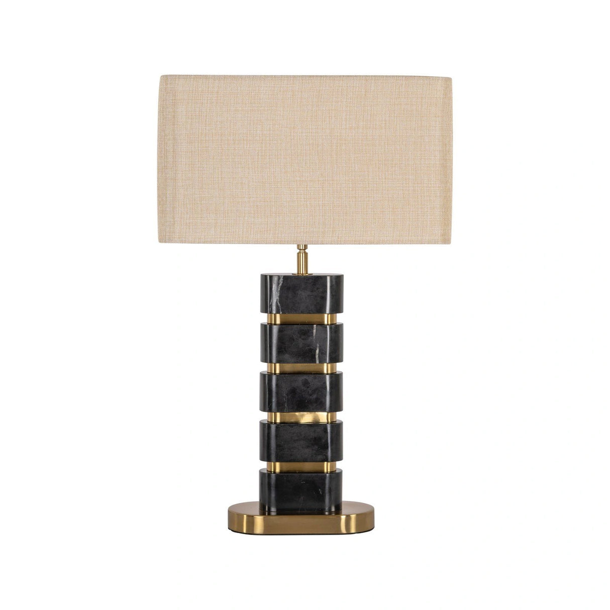 Tischlampe Levina in schwarz/gold aus Marquina-Marmor und Eisen, 40x24x64 cm von Richmond Interiors – Produktbild 3