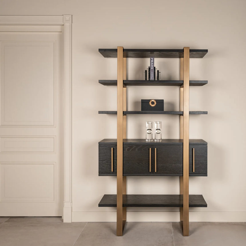Vitrine Cambon aus Eichenfurnier und Metall in dark coffee, 116x42x200 cm von Richmond Interiors – Bild 2