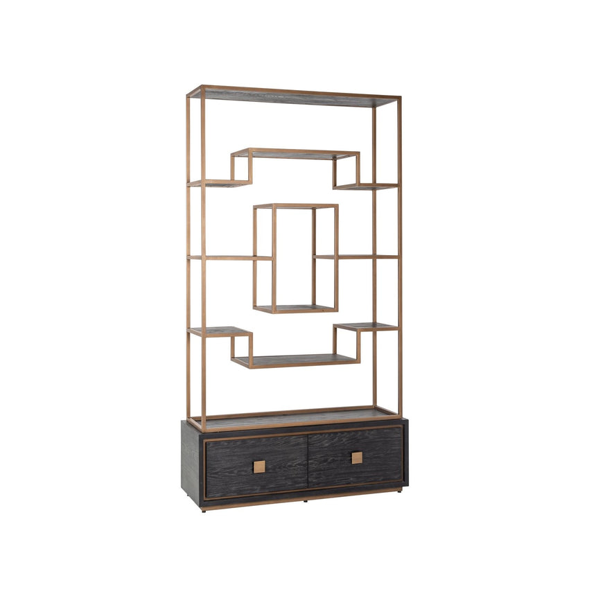 Vitrine Hunter aus Eichenfurnier und Metall in schwarz mit rustikaler Optik, 120x41x222 cm von Richmond Interiors – Bild 1