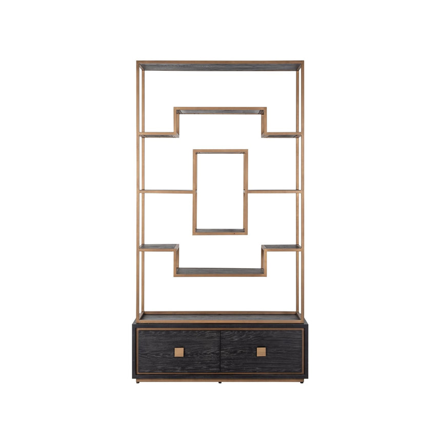 Vitrine Hunter aus Eichenfurnier und Metall in schwarz mit rustikaler Optik, 120x41x222 cm von Richmond Interiors – Bild 4