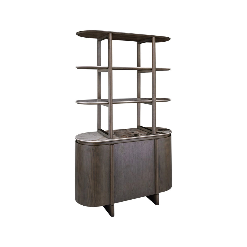 Vitrine Langford mit Eichenfurnier und Keramik in braun, 120x45x200 cm von Richmond Interiors – Bild 1