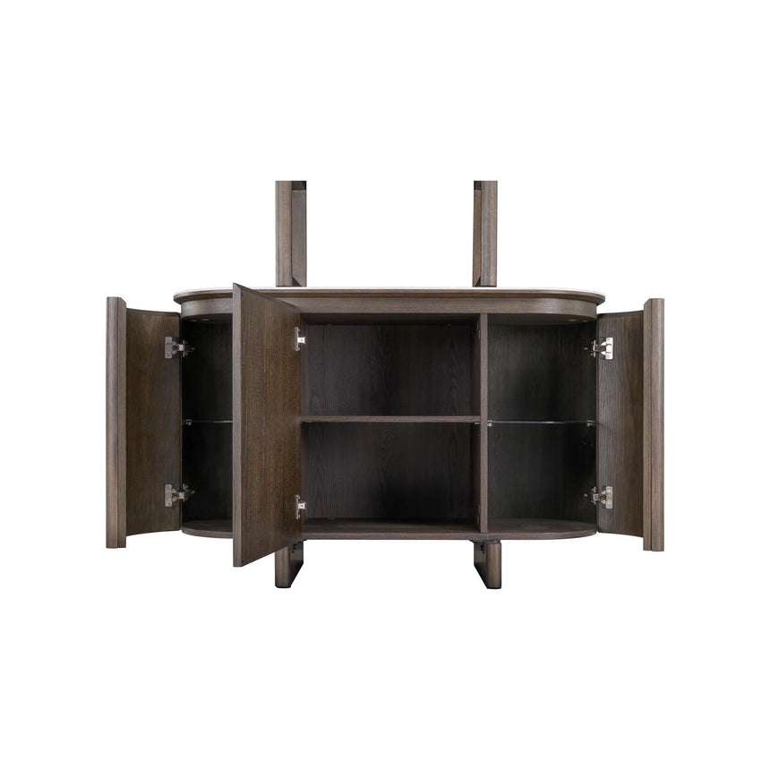 Vitrine Langford mit Eichenfurnier und Keramik in braun, 120x45x200 cm von Richmond Interiors – Bild 5