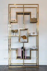 Vitrine Magnus aus Sicherheitsglas und Edelstahl in gold, 108x30x230 cm von Richmond Interiors – Bild 2