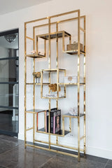 Vitrine Magnus aus Sicherheitsglas und Edelstahl in gold, 108x30x230 cm von Richmond Interiors – Bild 5