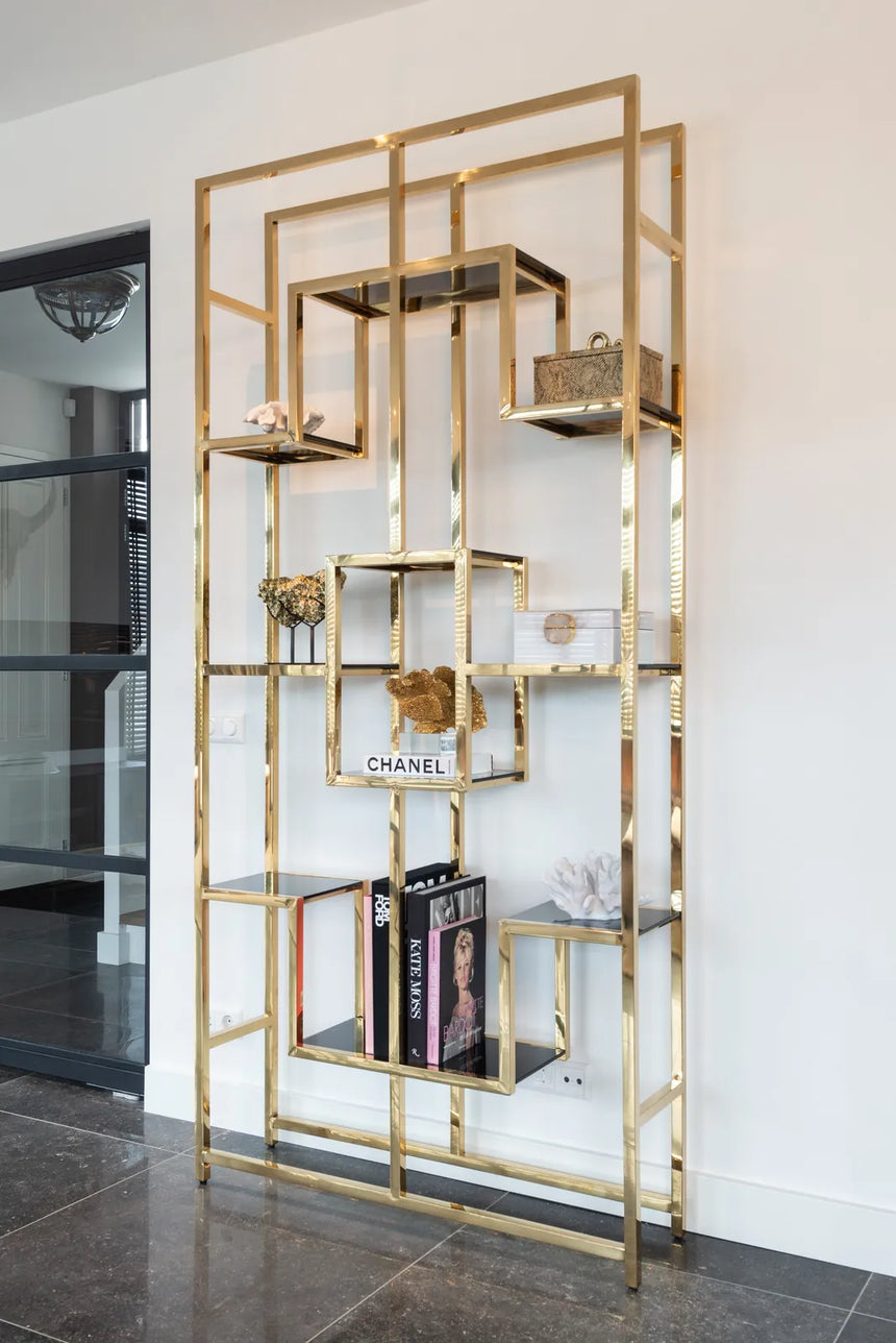 Vitrine Magnus aus Sicherheitsglas und Edelstahl in gold, 108x30x230 cm von Richmond Interiors – Bild 5