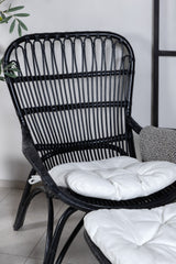 Ella Lounge Chair Schwarz Rattan / Offwhite Kissen