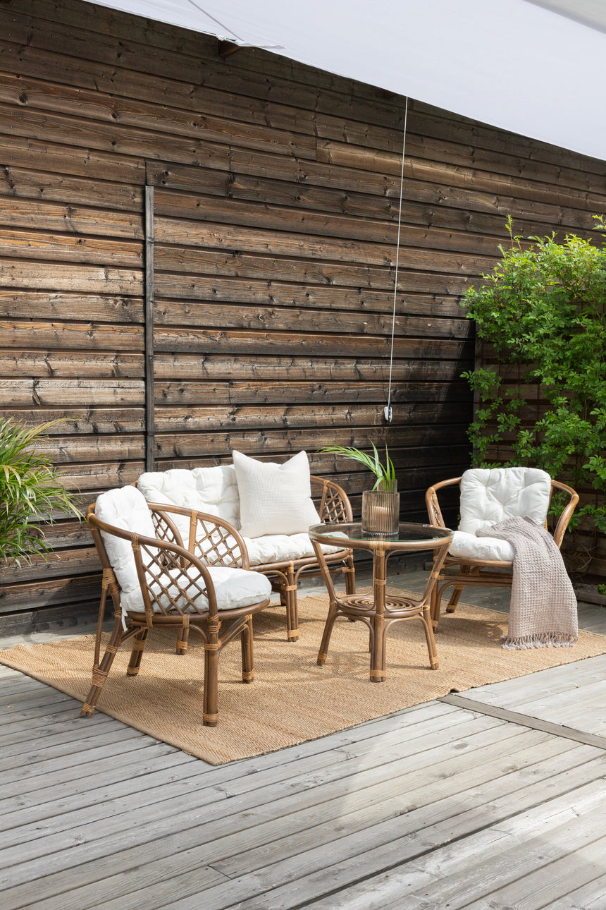 Wera Lounge Set Rattan / Offwhite Kissen - ZEN ZONE Furniture