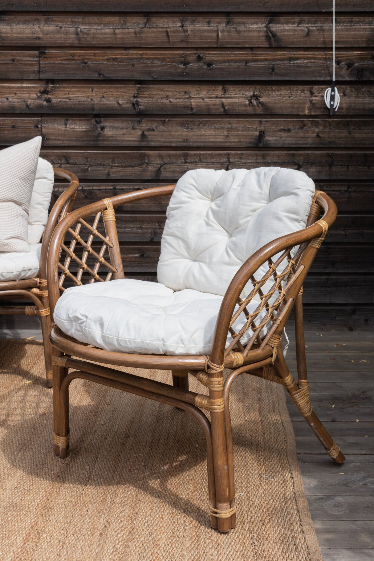 Wera Lounge Set Rattan / Offwhite Kissen