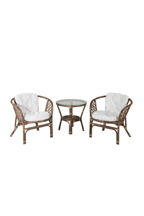 Wera Café Garnitur Rattan / Offwhite Kissen - ZEN ZONE Furniture