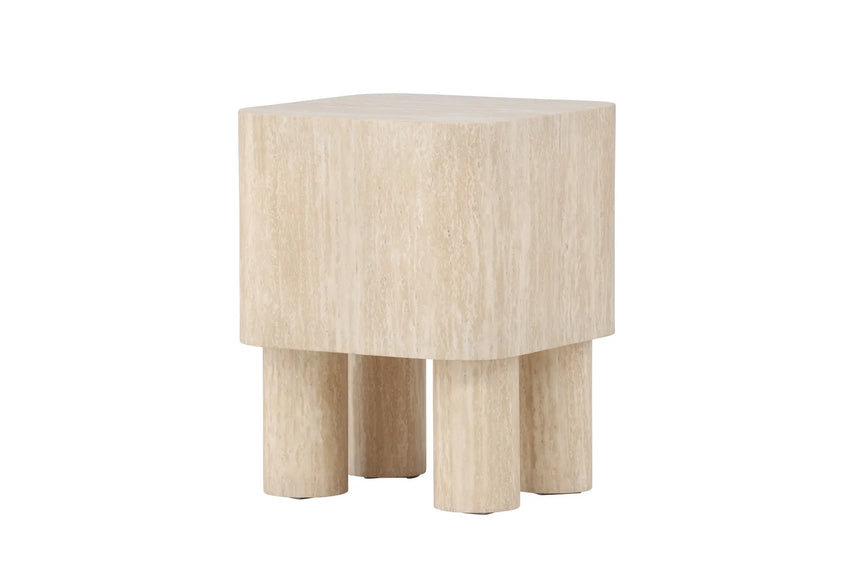 Beistelltisch Klirou mit beigem Travertinlook, 40x40x50 cm von Venture Home – Bild 18
