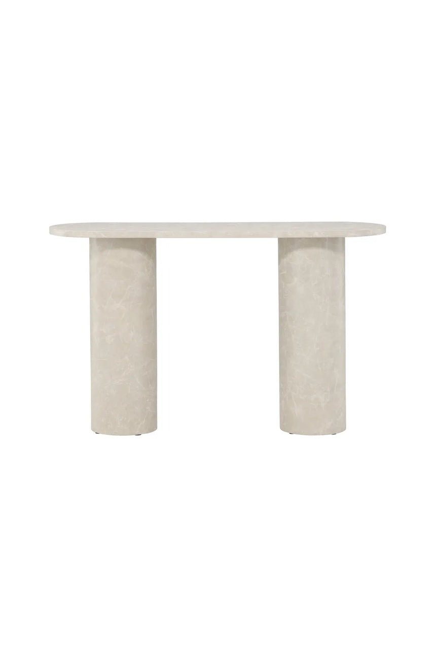 Beistelltisch Narvik mit beigem Marmorlook, 40x130x80 cm von Venture Home – Bild 1