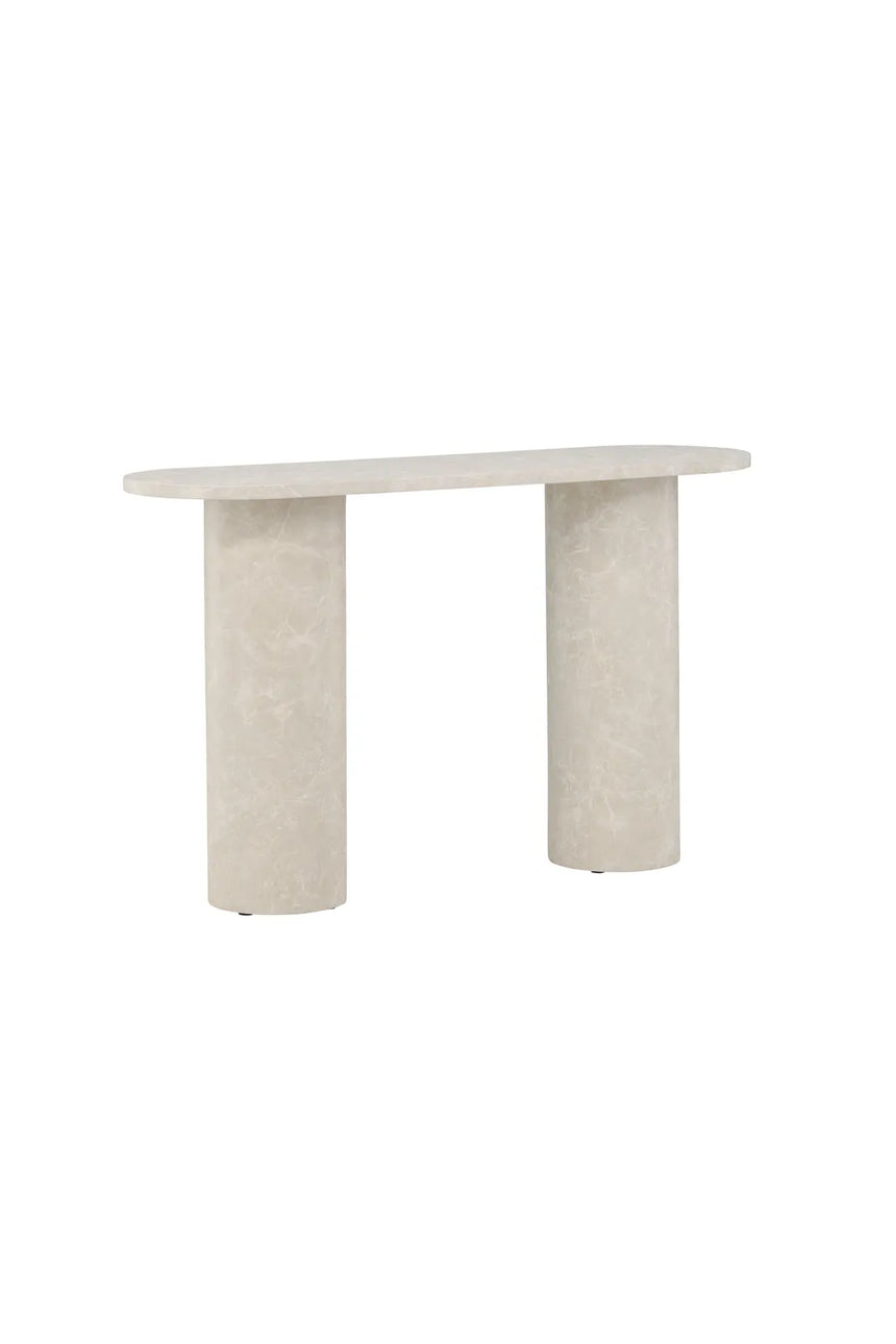Beistelltisch Narvik mit beigem Marmorlook, 40x130x80 cm von Venture Home – Bild 3
