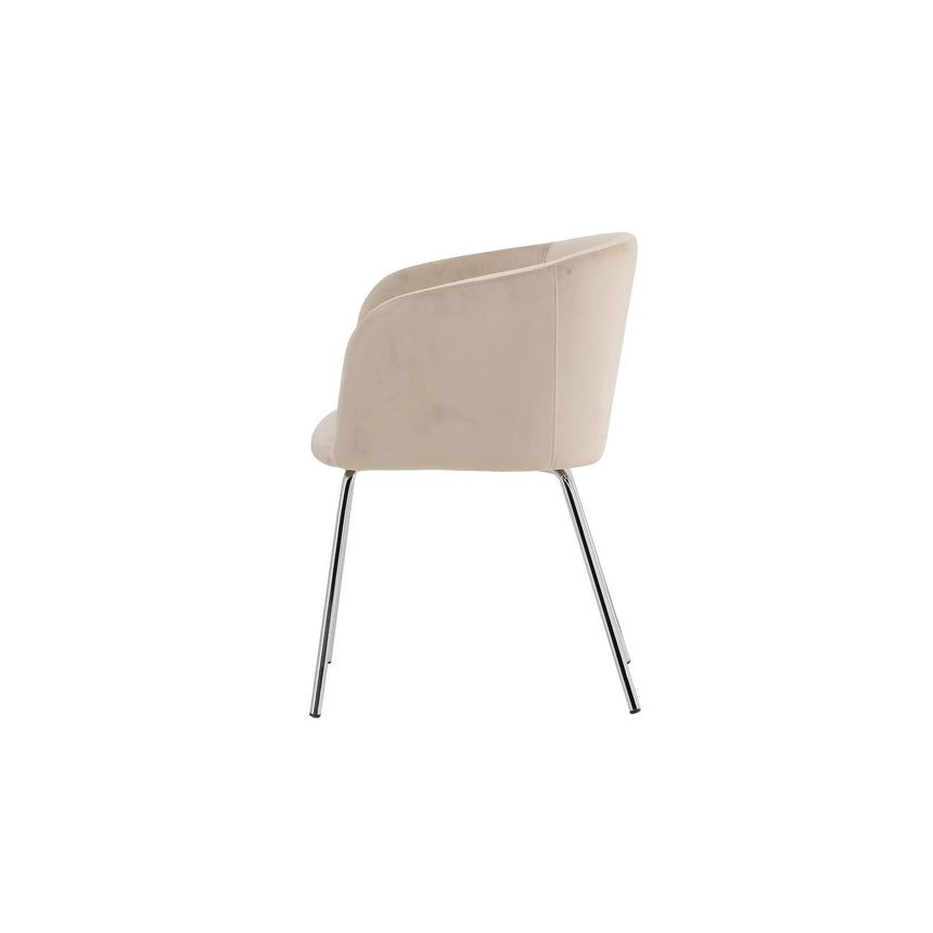 Berit Esszimmerstuhl - Beine aus Silberchrom / Beige Samt von Venture Home – Produktbild 8