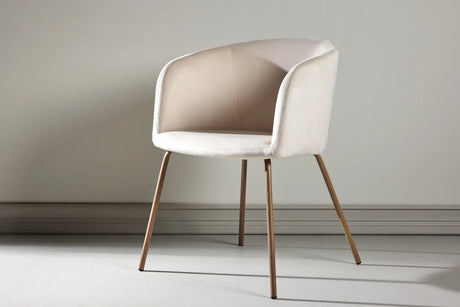 Berit Esszimmerstuhl - Walnuss Stahlbeine / Creme Samt von Venture Home – Produktbild 2