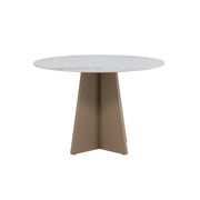 Bootcut Runder Esstisch MDF Beige / Sinterstone Marmoroptik 110x110x75 cm von Venture Home – Produktbild 1