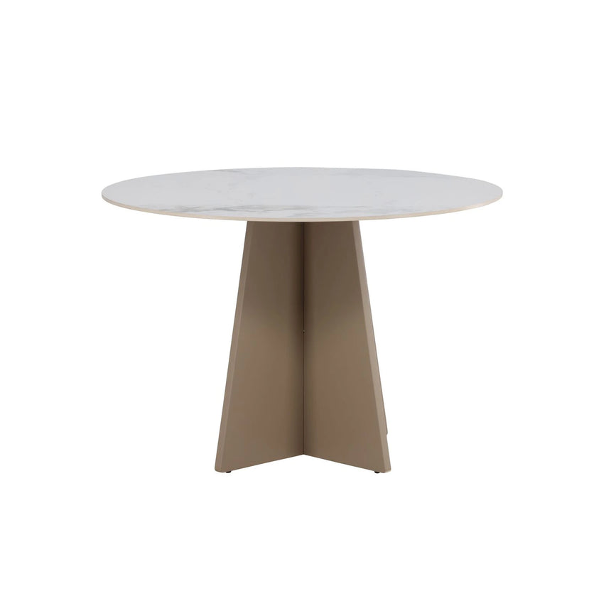 Bootcut Runder Esstisch MDF Beige / Sinterstone Marmoroptik 110x110x75 cm von Venture Home – Produktbild 1