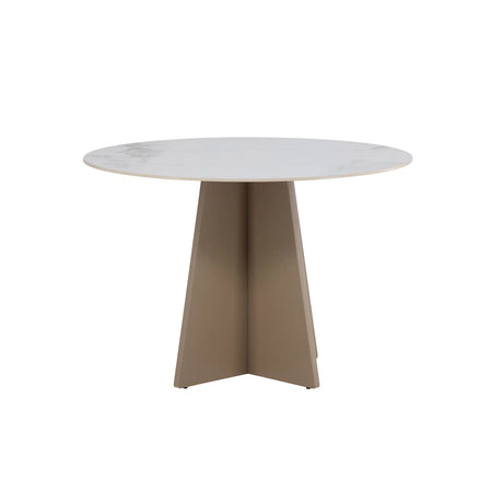 Bootcut Runder Esstisch MDF Beige / Sinterstone Marmoroptik 110x110x75 cm von Venture Home – Produktbild 8