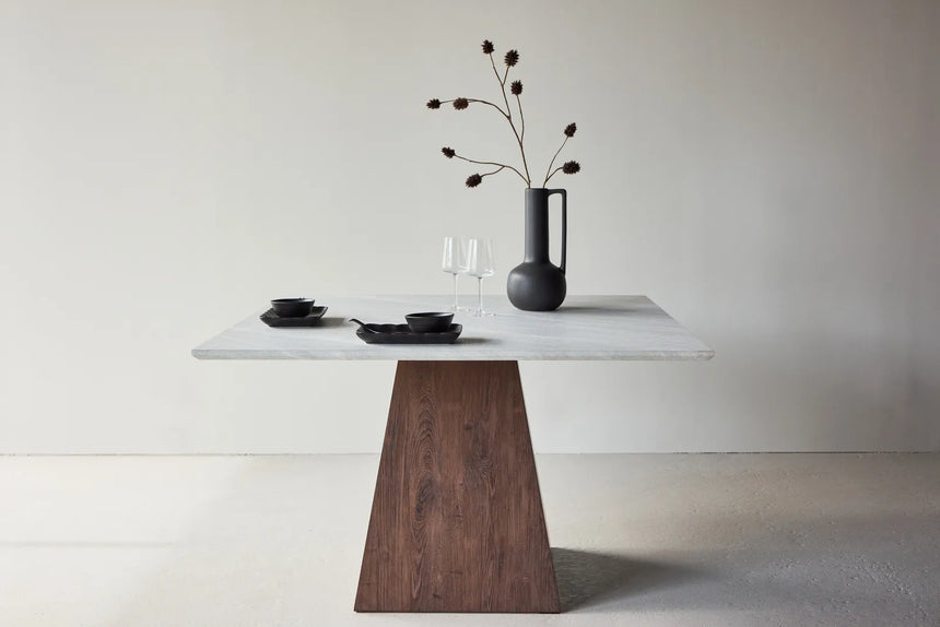 Cael Quadratischer Esstisch 120x120x75 cm - MDF 3D Papier Mocca / Steineoptik von Venture Home – Produktbild 2