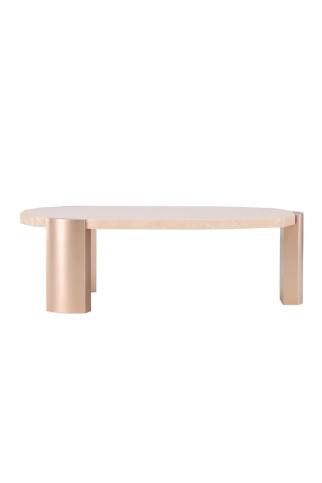 Couchtisch Kres mit rosafarbenen Marmorlook, 71x125x40 cm von Venture Home – Bild 1