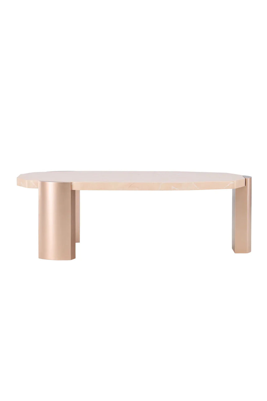 Couchtisch Kres mit rosafarbenen Marmorlook, 71x125x40 cm von Venture Home – Bild 1