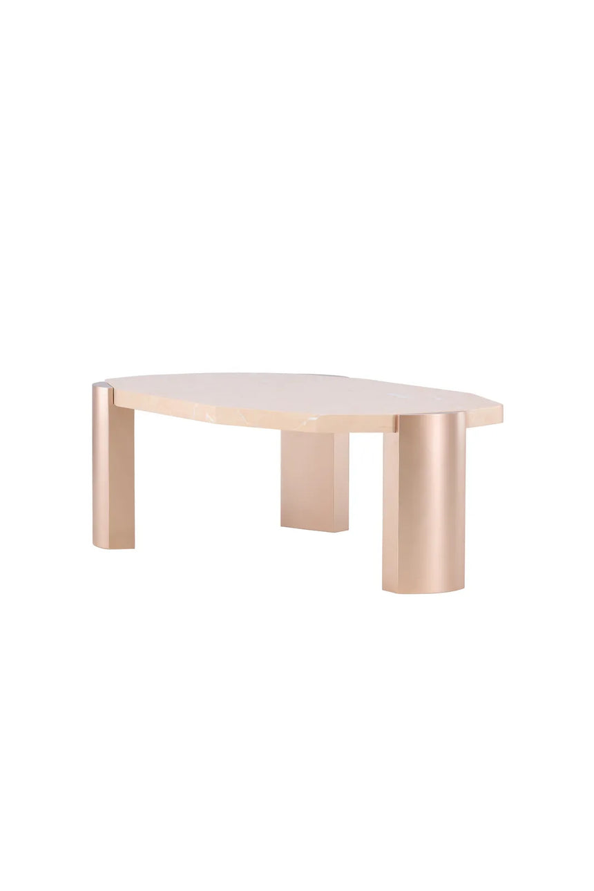 Couchtisch Kres mit rosafarbenen Marmorlook, 71x125x40 cm von Venture Home – Bild 3