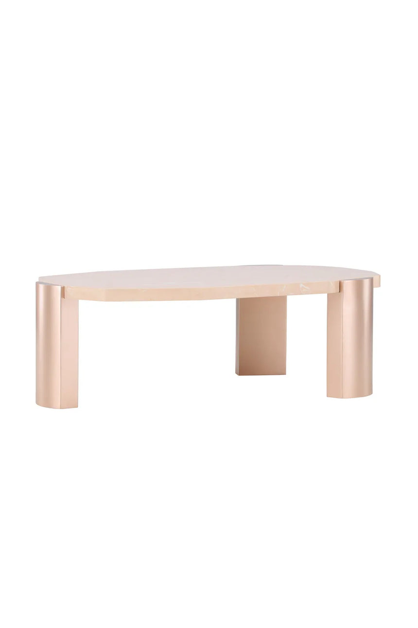 Couchtisch Kres mit rosafarbenen Marmorlook, 71x125x40 cm von Venture Home – Bild 6