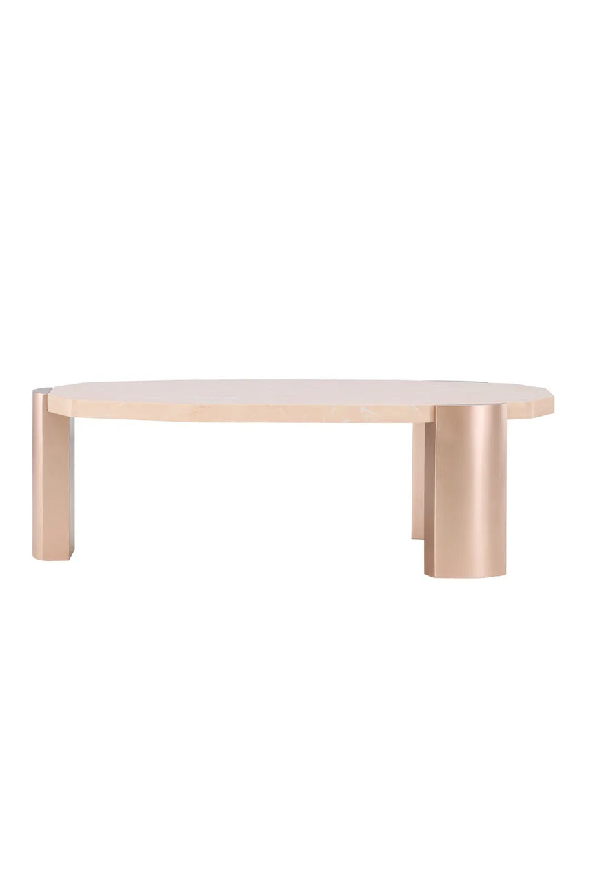 Couchtisch Kres mit rosafarbenen Marmorlook, 71x125x40 cm von Venture Home – Bild 7
