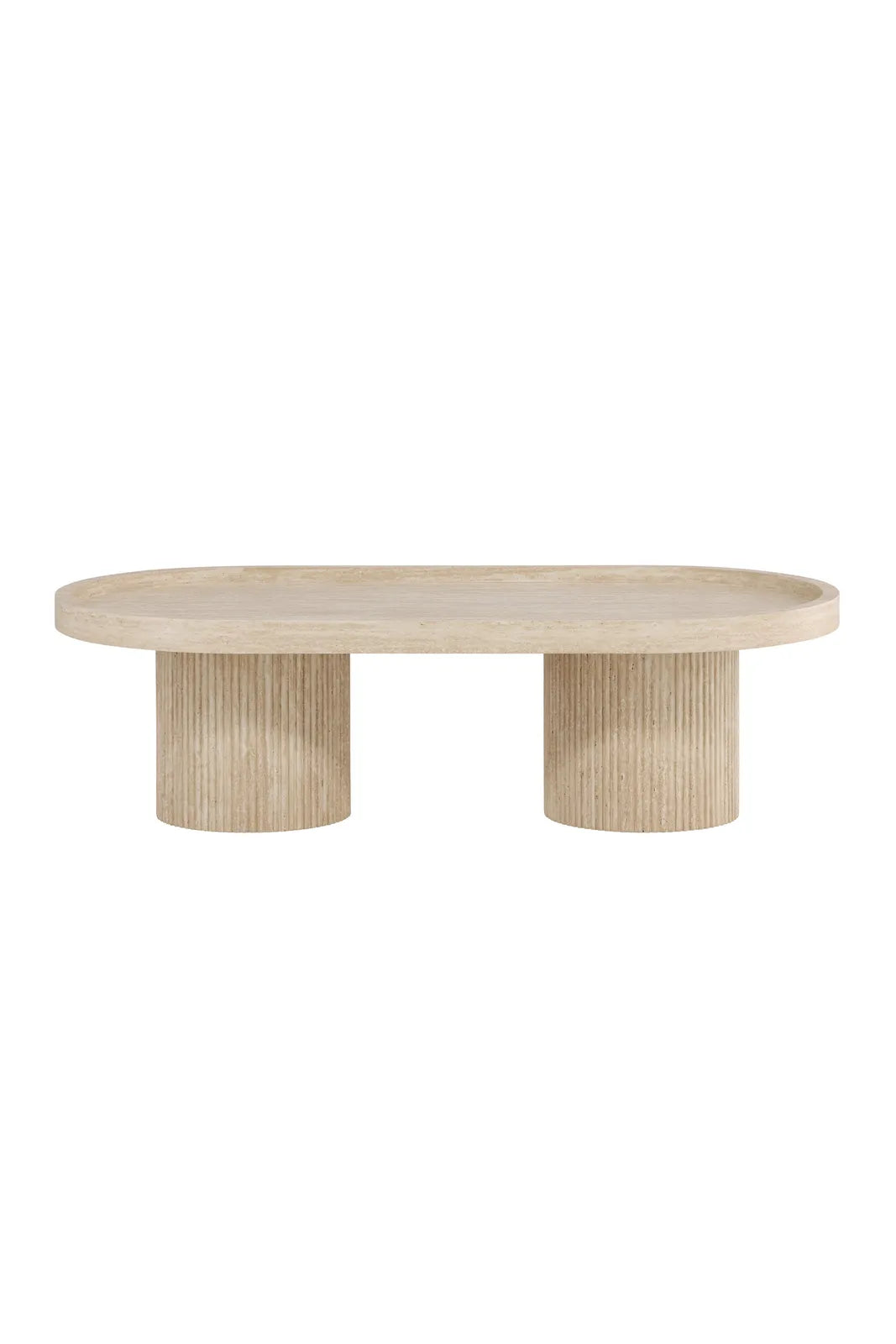 Couchtisch Krille mit beigem Travertinlook, 60x120x35 cm von Venture Home – Bild 1