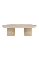 Couchtisch Krille mit beigem Travertinlook, 60x120x35 cm von Venture Home – Bild 1