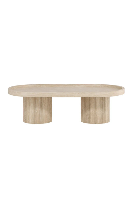 Couchtisch Krille mit beigem Travertinlook, 60x120x35 cm von Venture Home – Bild 1