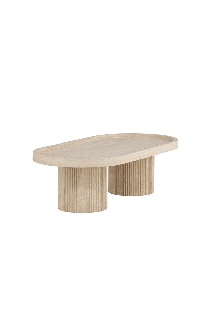 Couchtisch Krille mit beigem Travertinlook, 60x120x35 cm von Venture Home – Bild 5