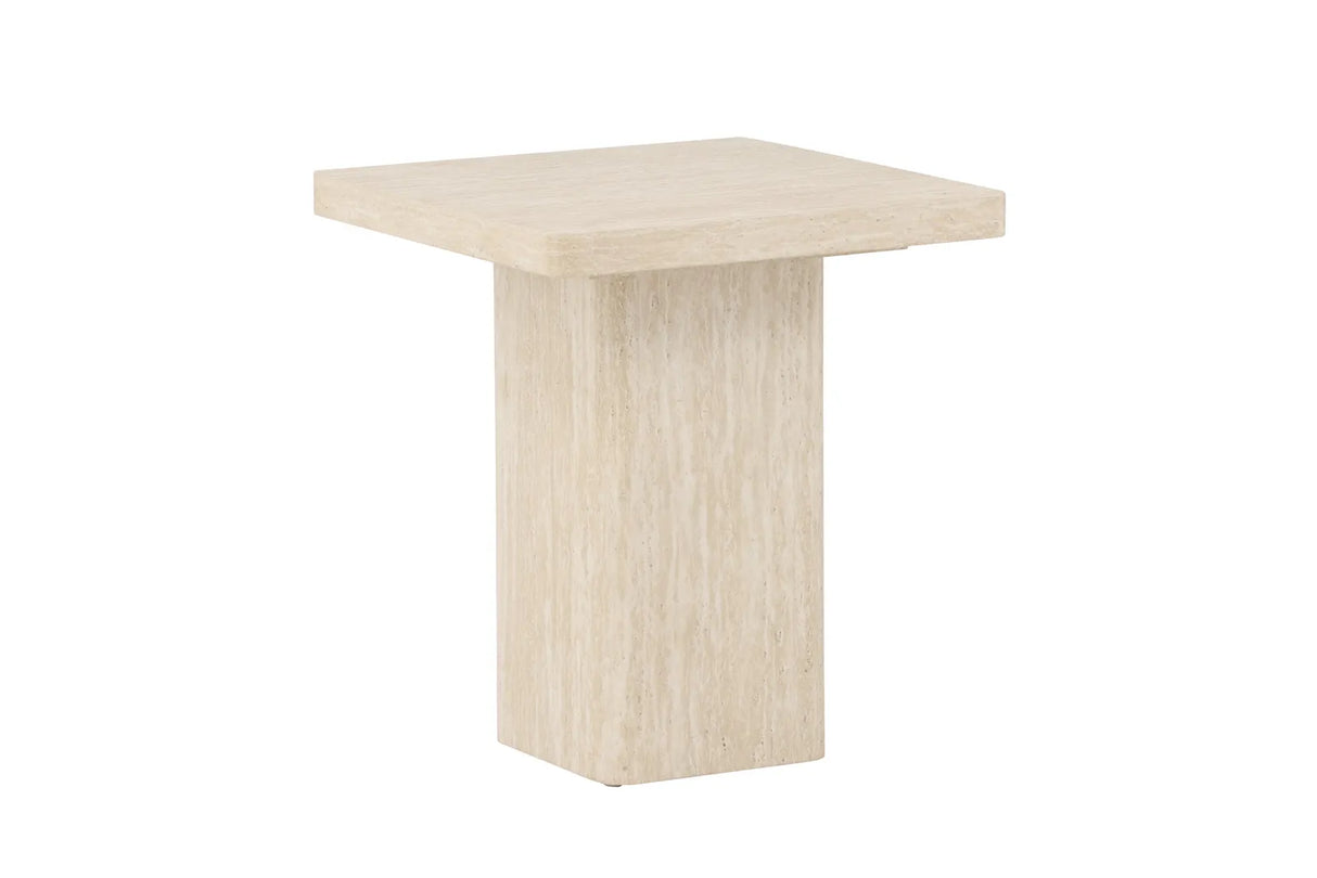 Couchtisch Qvart mit beigem Travertinlook, 50x50x56 cm von Venture Home – Bild 19