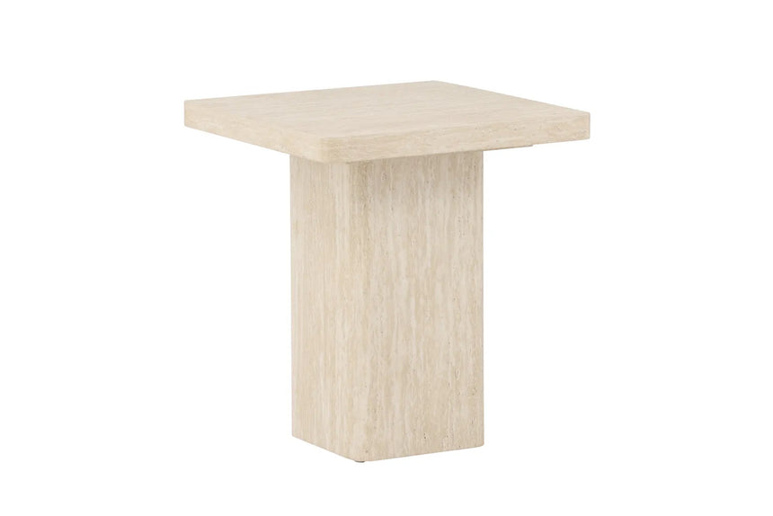 Couchtisch Qvart mit beigem Travertinlook, 50x50x56 cm von Venture Home – Bild 19