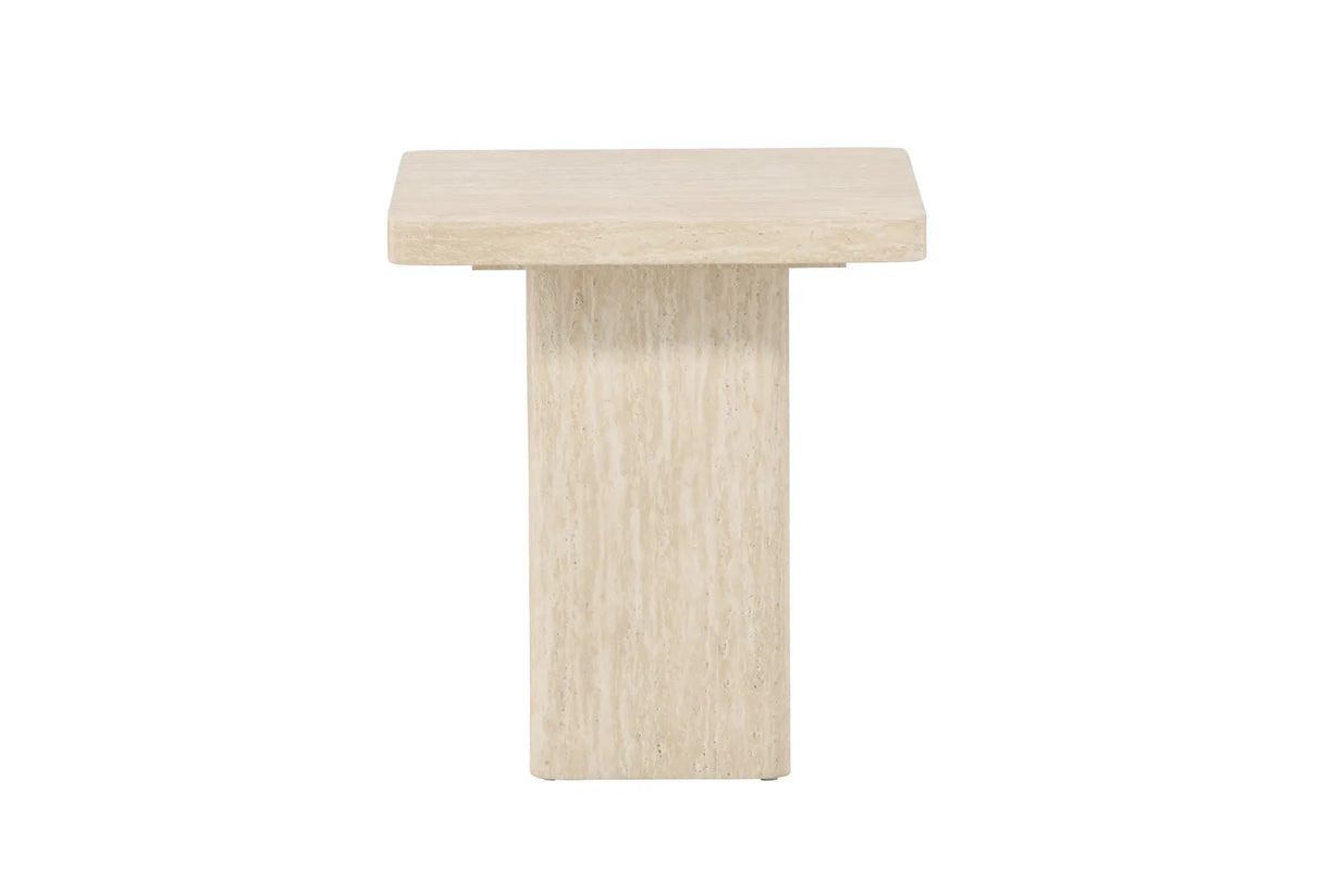 Couchtisch Qvart mit beigem Travertinlook, 50x50x56 cm von Venture Home – Bild 20