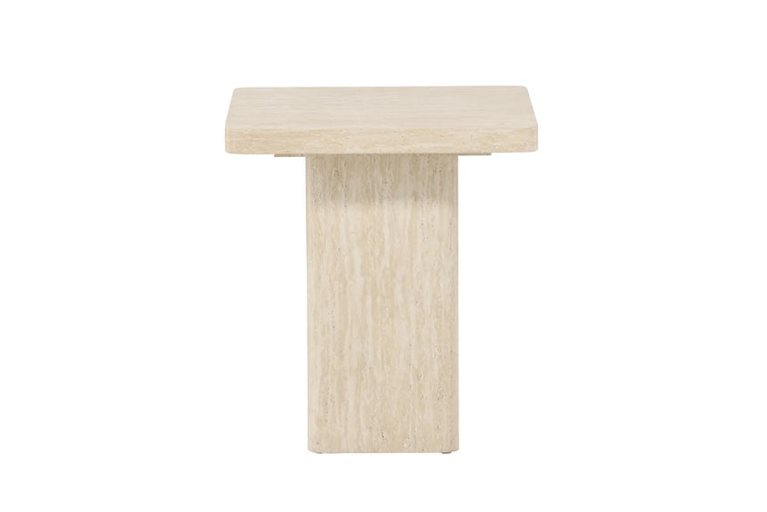 Couchtisch Qvart mit beigem Travertinlook, 50x50x56 cm von Venture Home – Bild 20