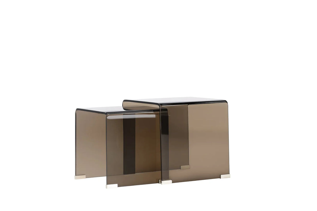 Duo Beistelltisch Telemark aus braunem Glas von Venture Home – Bild 14