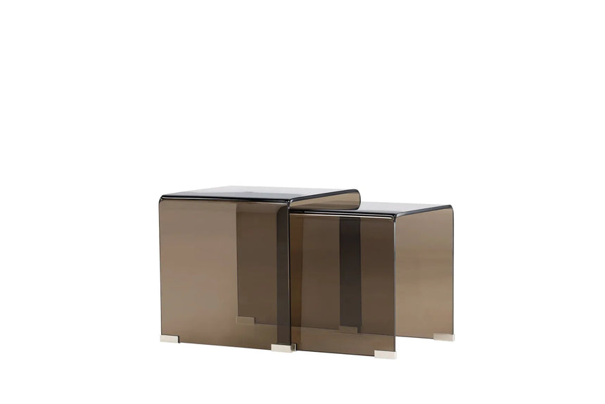 Duo Beistelltisch Telemark aus braunem Glas von Venture Home – Bild 9