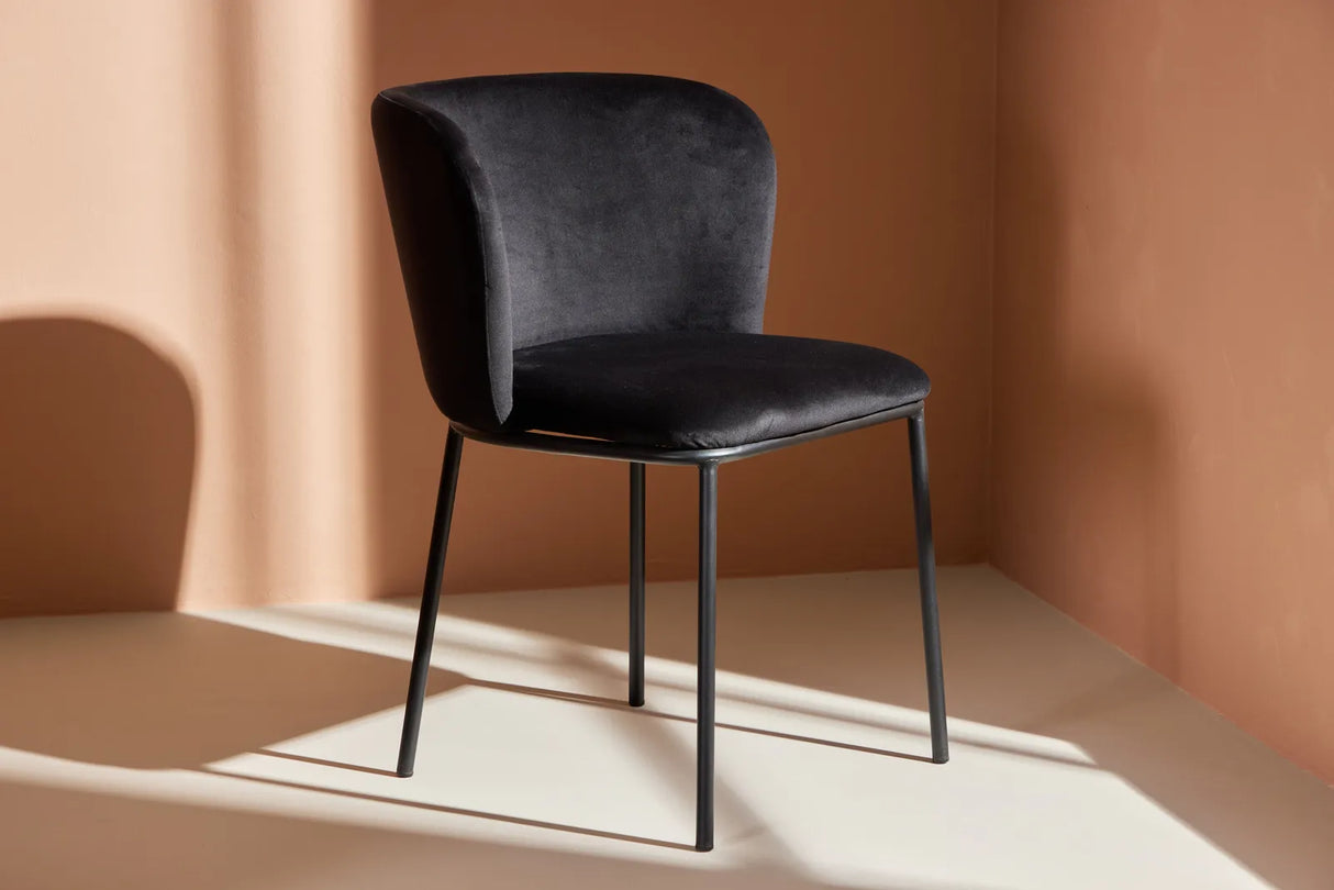 Edina Esszimmerstuhl Schwarz / Schwarz Samt von Venture Home – Produktbild 3
