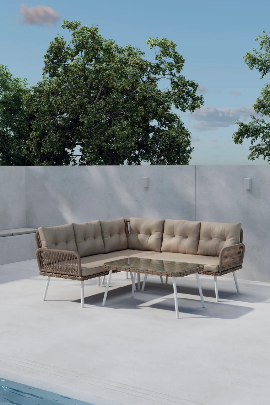 Garten Ecksofa-Set Ibiza aus Wicker in Nature, Beige von Venture Home – Bild 4
