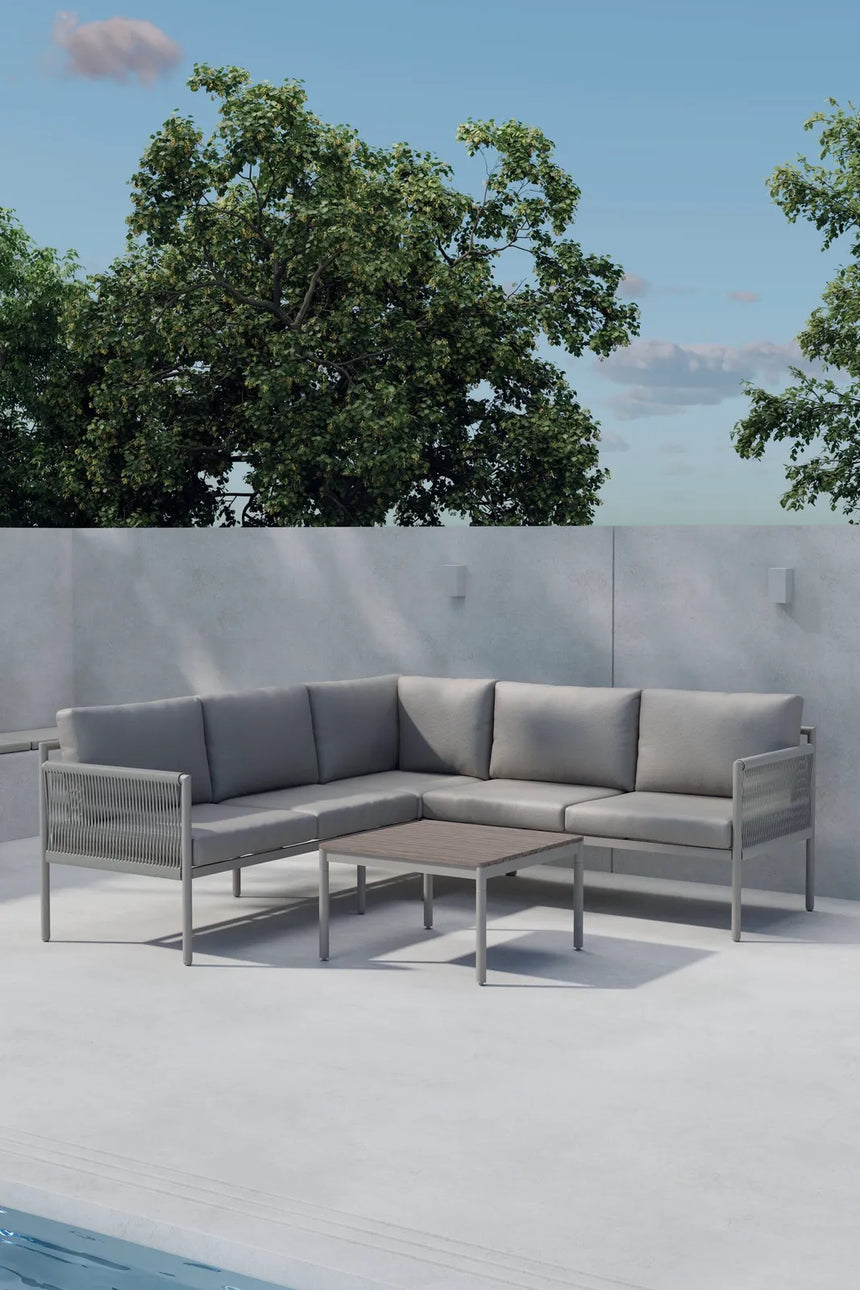 Garten Ecksofa-Set Kos aus Polyester und Aluminium mit Polywood Tischplatte von Venture Home – Bild 4
