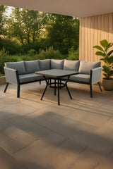 Garten Ecksofa-Set Virya aus Aluminium, Seil in Schwarz/Grau, inkl. Kissen von Venture Home – Bild 1