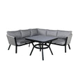 Garten Ecksofa-Set Virya aus Aluminium, Seil in Schwarz/Grau, inkl. Kissen - ZEN ZONE Furniture