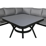 Garten Ecksofa-Set Virya aus Aluminium, Seil in Schwarz/Grau, inkl. Kissen - ZEN ZONE Furniture
